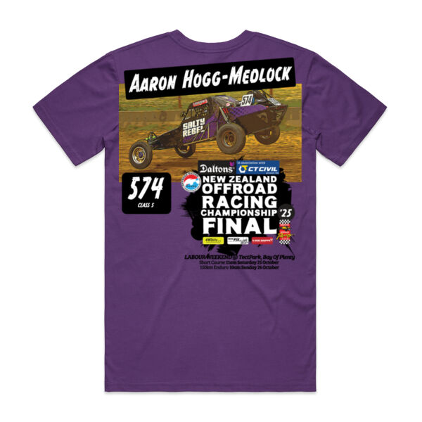 574 Aaron Hogg-Medlock ORANZ NZ Offroad Racing Championship 2025 FINAL tee shirt - All colours, all sizes Thumbnail